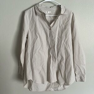 Garnet Hill Beige Striped Button Down  Shirt sz 10